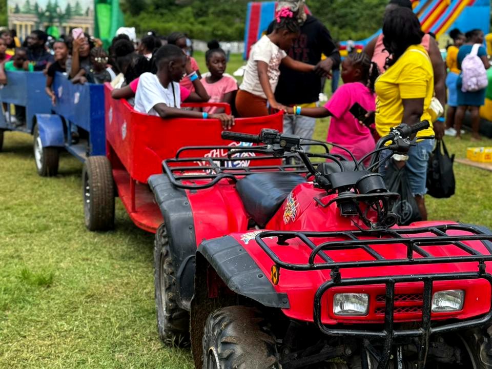ATV train full of children at a school fun day
